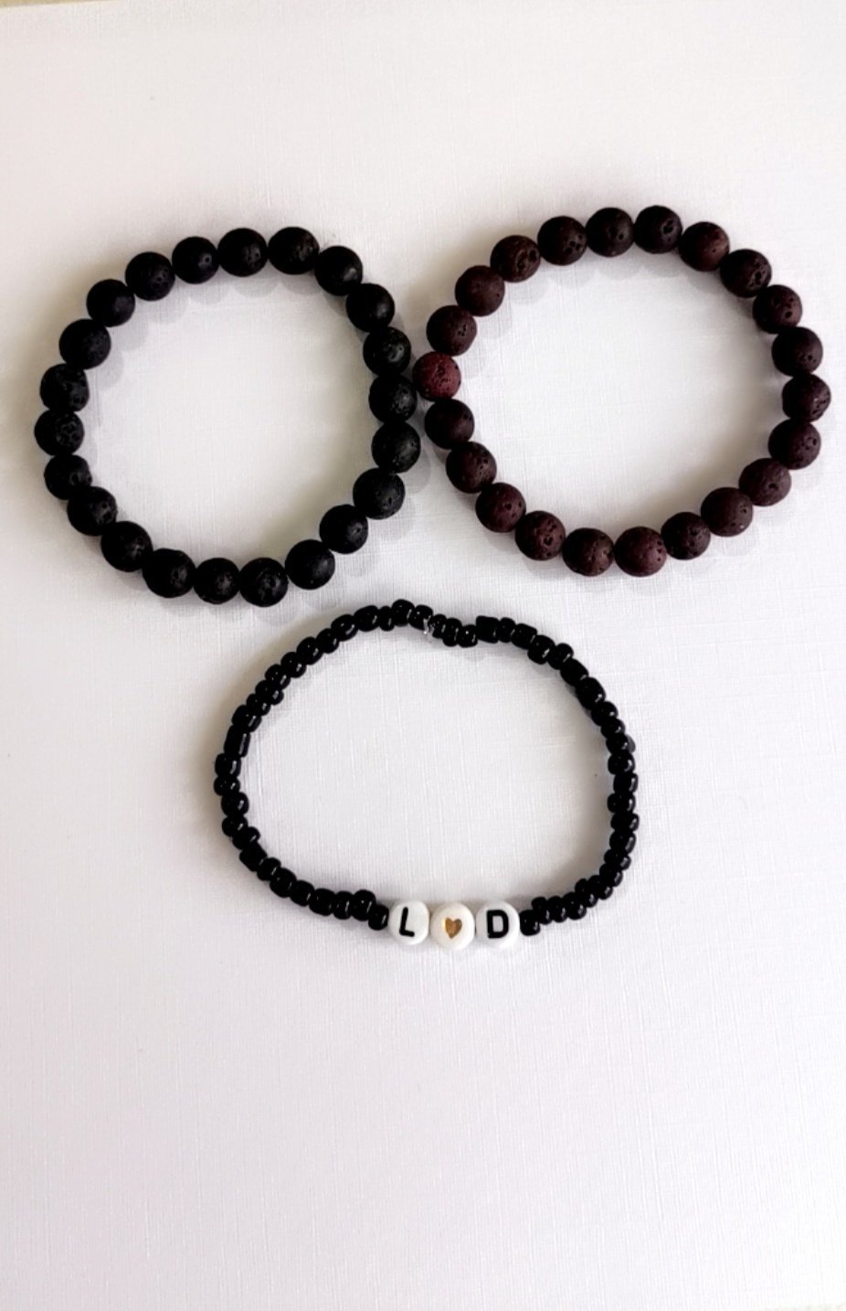 Trío de pulseras con piedra volcánica 🌋 para hombre /mujer 🧔🙋♀️ #22 - Imagen 2